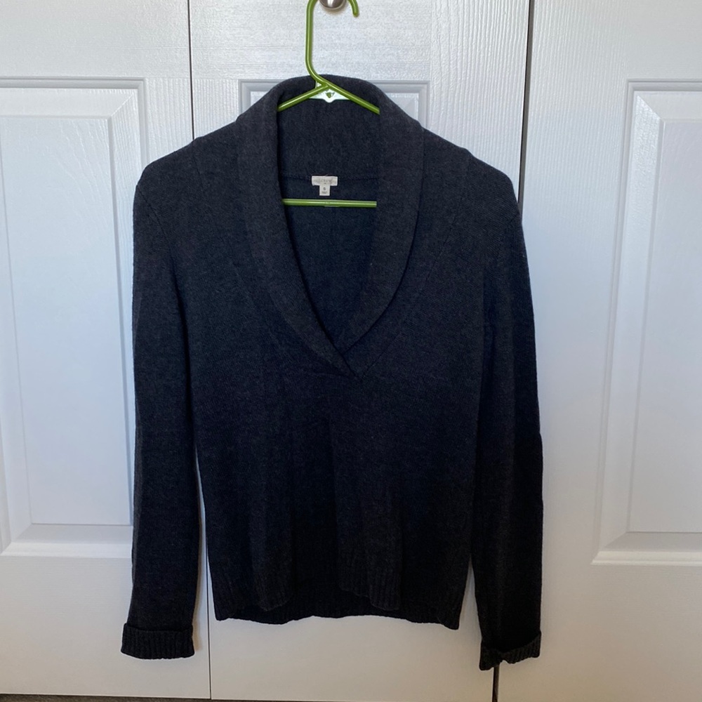 J. Crew Factory Shawl Collar Sweater Dark Gray Charcoal - size small